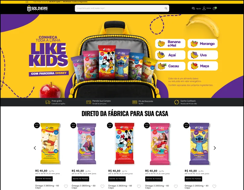 Projeto Like Kids — landing page das barrinhas proteicas infantis